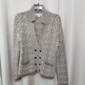Banana Republic Intarsia Pea Coat Sweater Women's Sz M Petite Alpaca Wool Blend